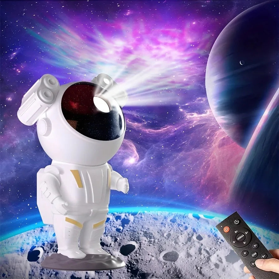 3D Astronaut Star Projector Night Light 360° Rotation Galaxy LED Space Lamp with Remote Control Detachable Base for Bedroom Deco