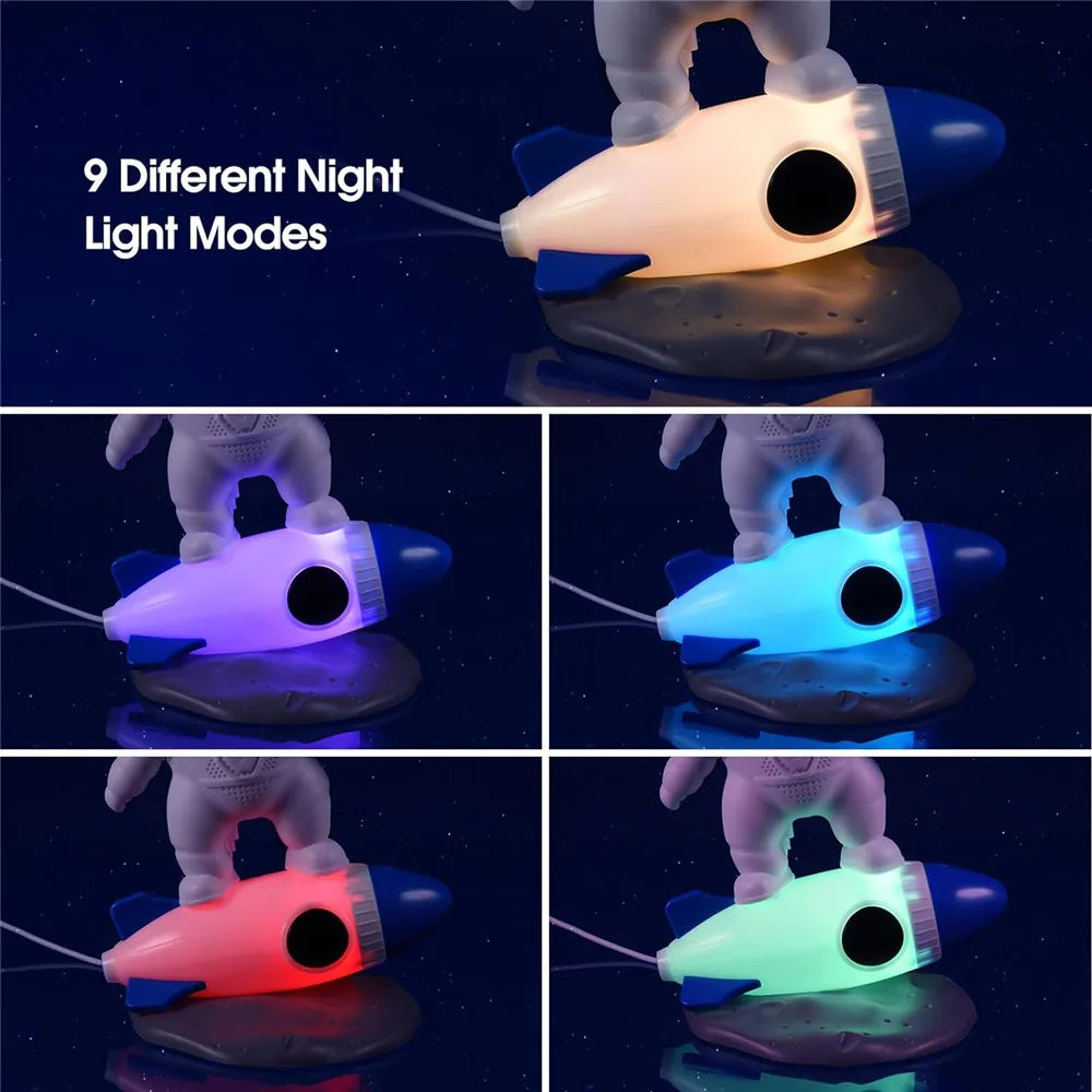 Rocket Astronaut Galaxy Projector Night Light Lamp And 12 Film Starry Sky Astronaut Porjectors Lamp Planetarium For Kids Bedroom