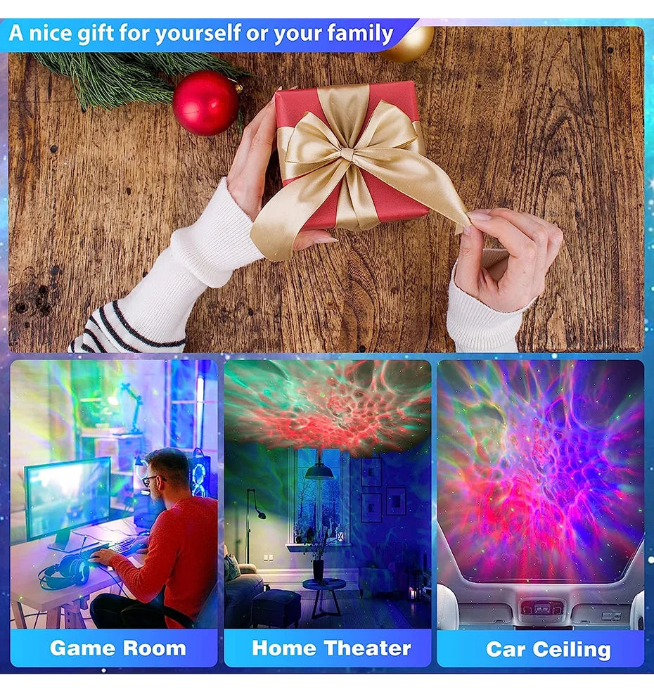 LumaNova Galaxy Star Projector Night Light White Astronaut Design Bedroom Decorative Projector