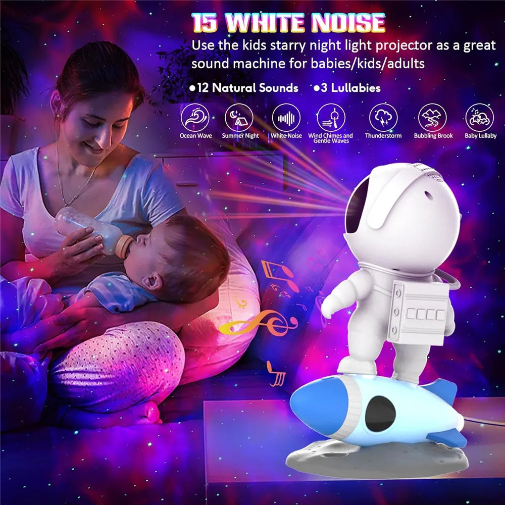 Rocket Astronaut Galaxy Projector Night Light Lamp And 12 Film Starry Sky Astronaut Porjectors Lamp Planetarium For Kids Bedroom