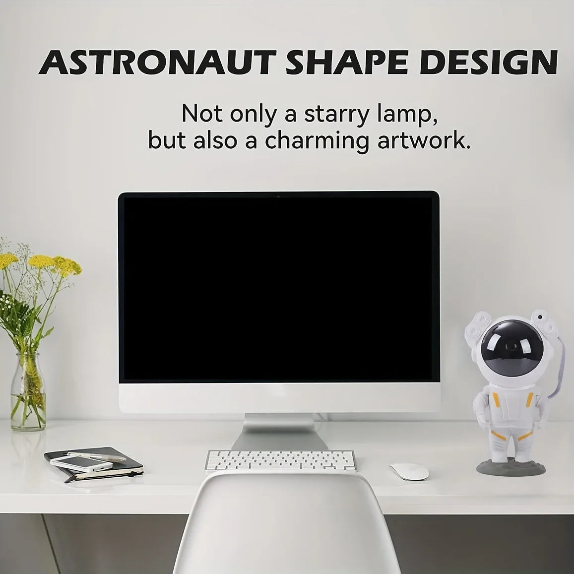 3D Astronaut Star Projector Night Light 360° Rotation Galaxy LED Space Lamp with Remote Control Detachable Base for Bedroom Deco