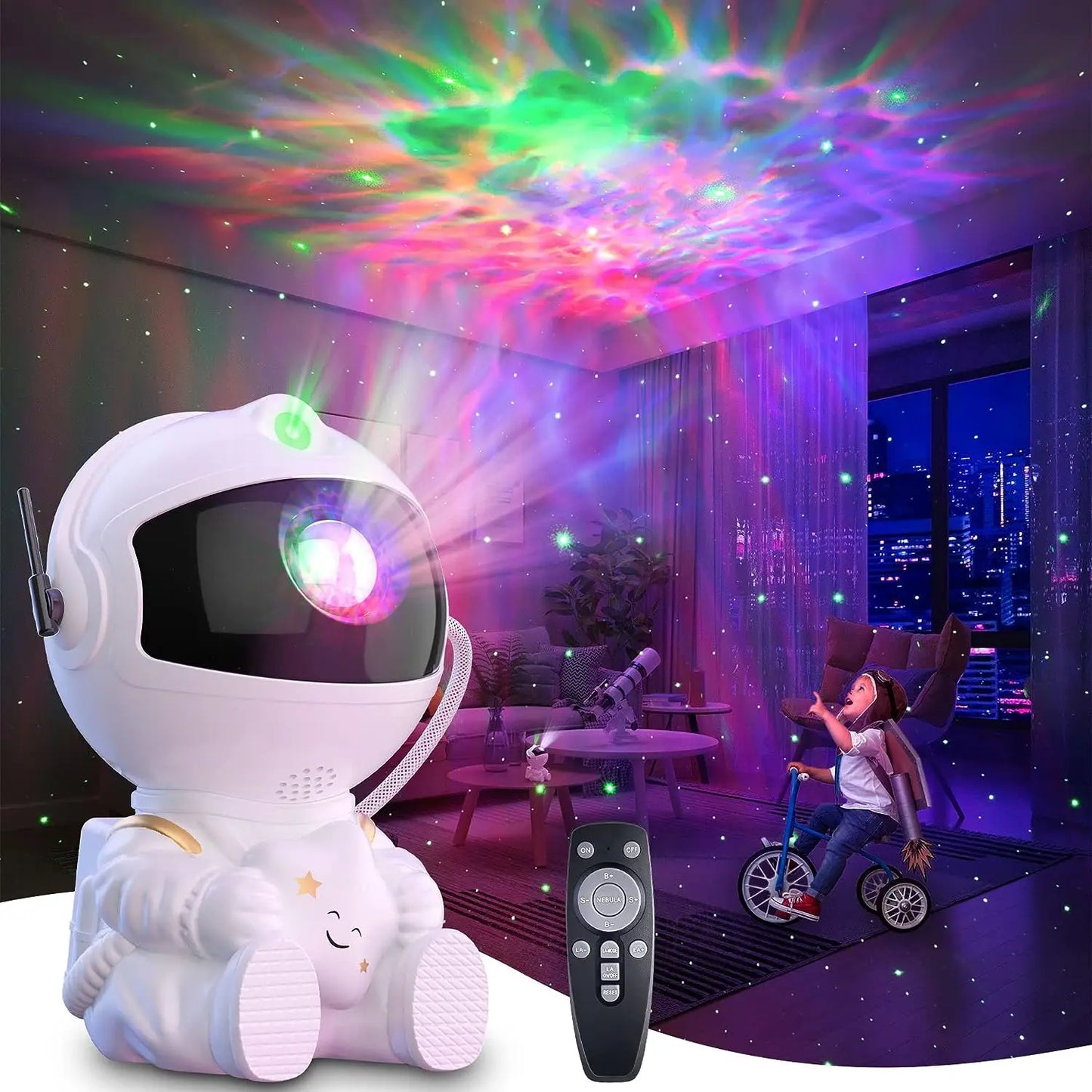 Rocket Astronaut Galaxy Projector Night Light Lamp And 12 Film Starry Sky Astronaut Porjectors Lamp Planetarium For Kids Bedroom