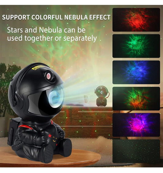 LumaNova Galaxy Star Projector Night Light White Astronaut Design Bedroom Decorative Projector