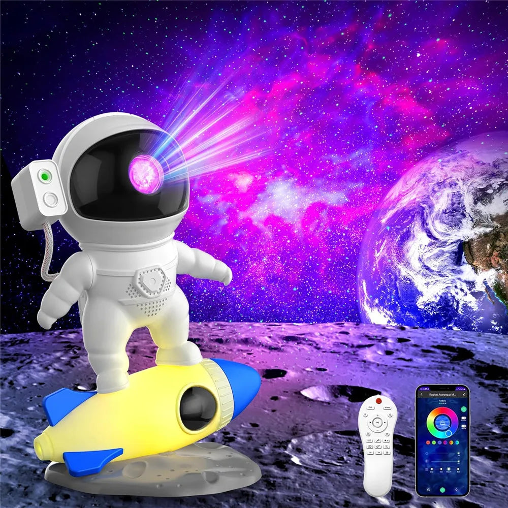 Rocket Astronaut Galaxy Projector Night Light Lamp And 12 Film Starry Sky Astronaut Porjectors Lamp Planetarium For Kids Bedroom