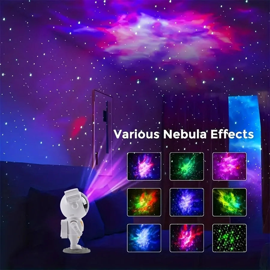 3D Astronaut Star Projector Night Light 360° Rotation Galaxy LED Space Lamp with Remote Control Detachable Base for Bedroom Deco