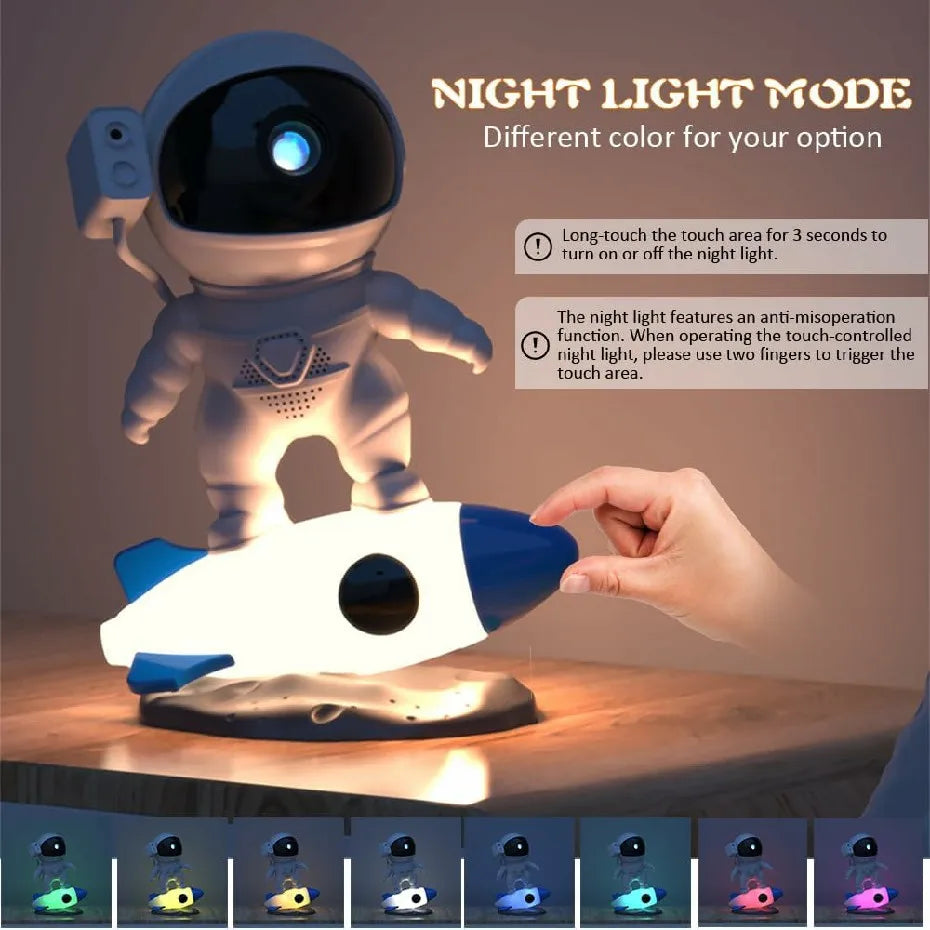 Rocket Astronaut Galaxy Projector Night Light Lamp And 12 Film Starry Sky Astronaut Porjectors Lamp Planetarium For Kids Bedroom