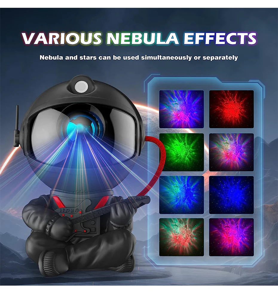 LumaNova Galaxy Star Projector Night Light White Astronaut Design Bedroom Decorative Projector
