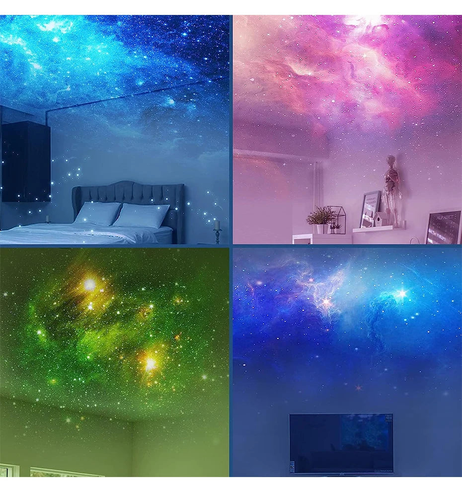 LumaNova Galaxy Star Projector Night Light White Astronaut Design Bedroom Decorative Projector