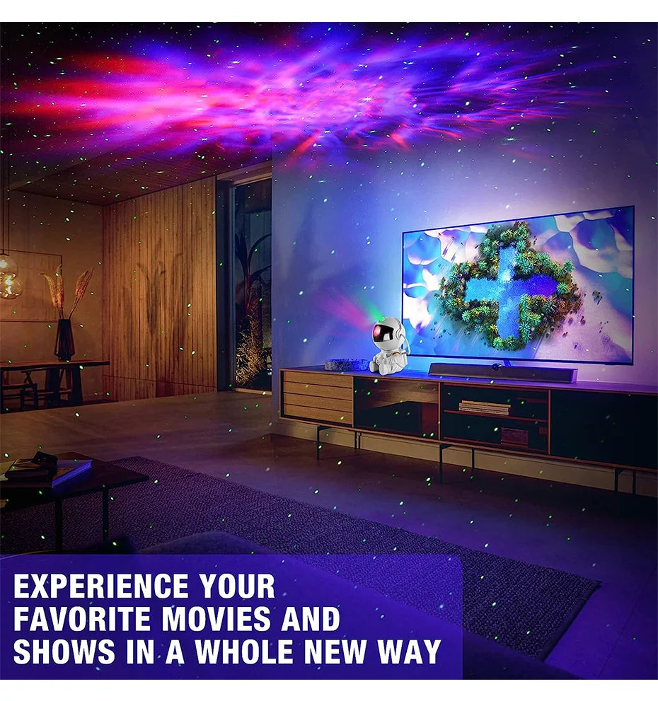 LumaNova Galaxy Star Projector Night Light White Astronaut Design Bedroom Decorative Projector