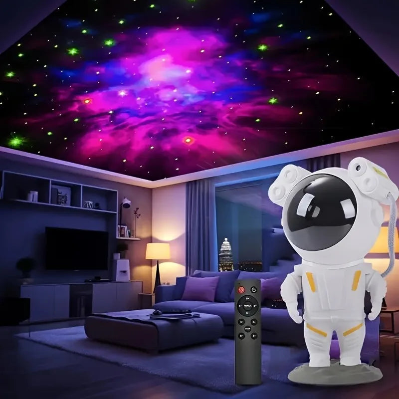 3D Astronaut Star Projector Night Light 360° Rotation Galaxy LED Space Lamp with Remote Control Detachable Base for Bedroom Deco